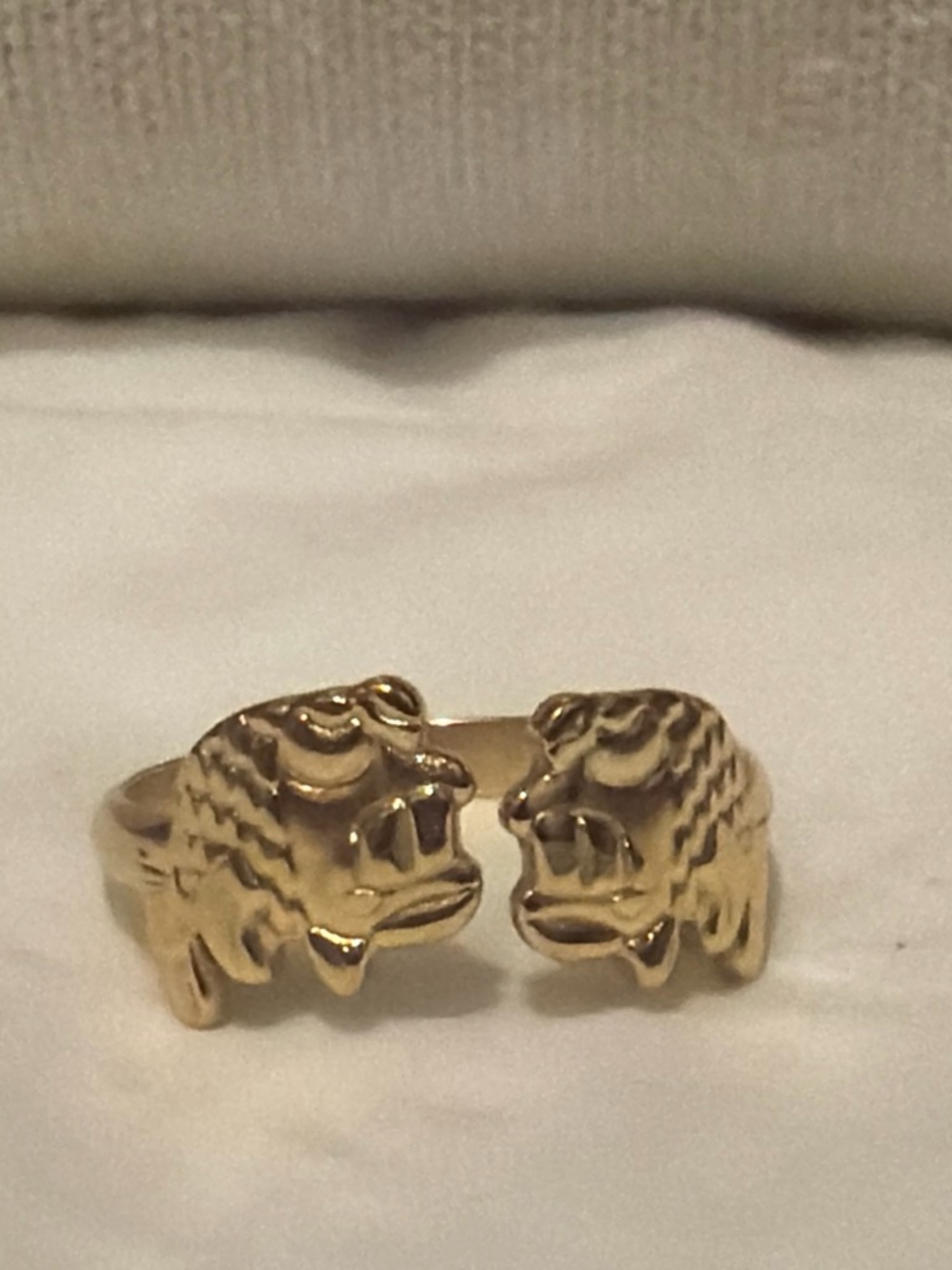 Gold Lionhead Double-Face Statement Ring